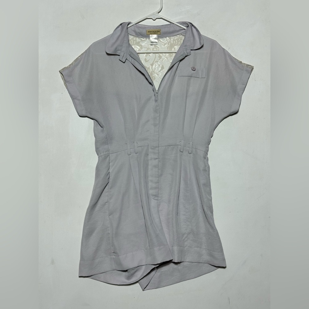 Moon Collection Light Gray Romper Lace back